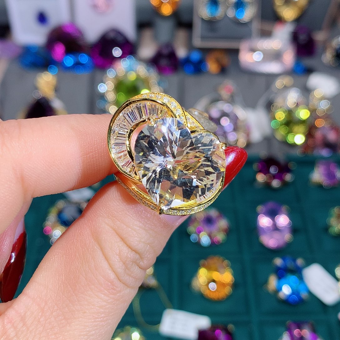 托帕石戒指银S925镶嵌戒指