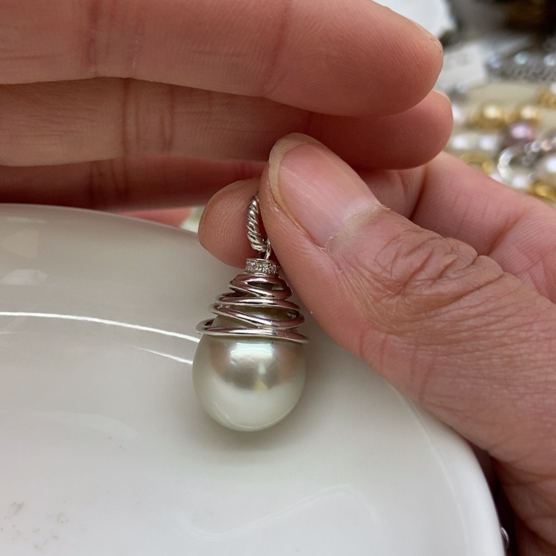 海水珍珠吊坠(不含链)银S925镶嵌