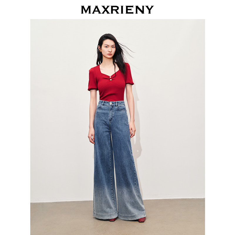 MAXRIENY复古华丽感套头针织毛衫上衣修身