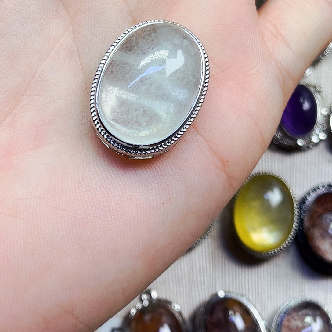 水晶戒指银S800镀金镶嵌千*