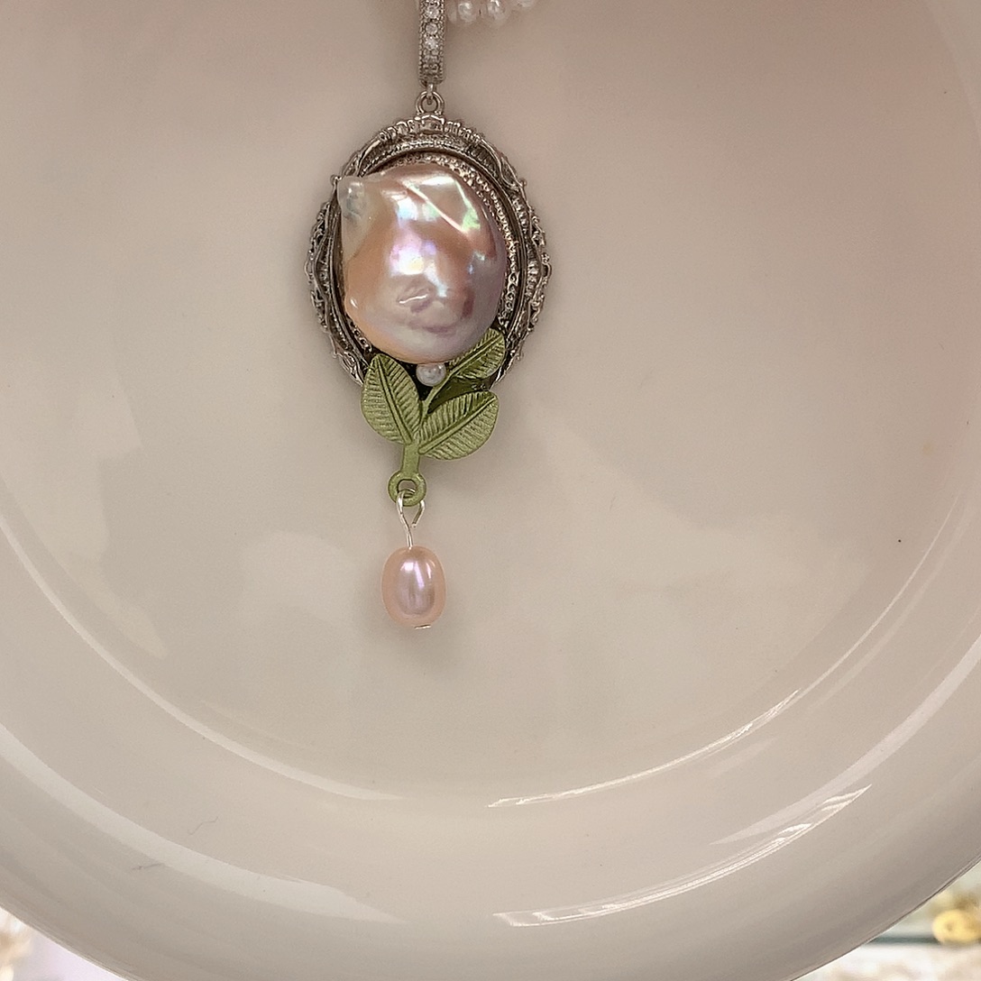 银S925镶嵌耳饰淡水珍珠