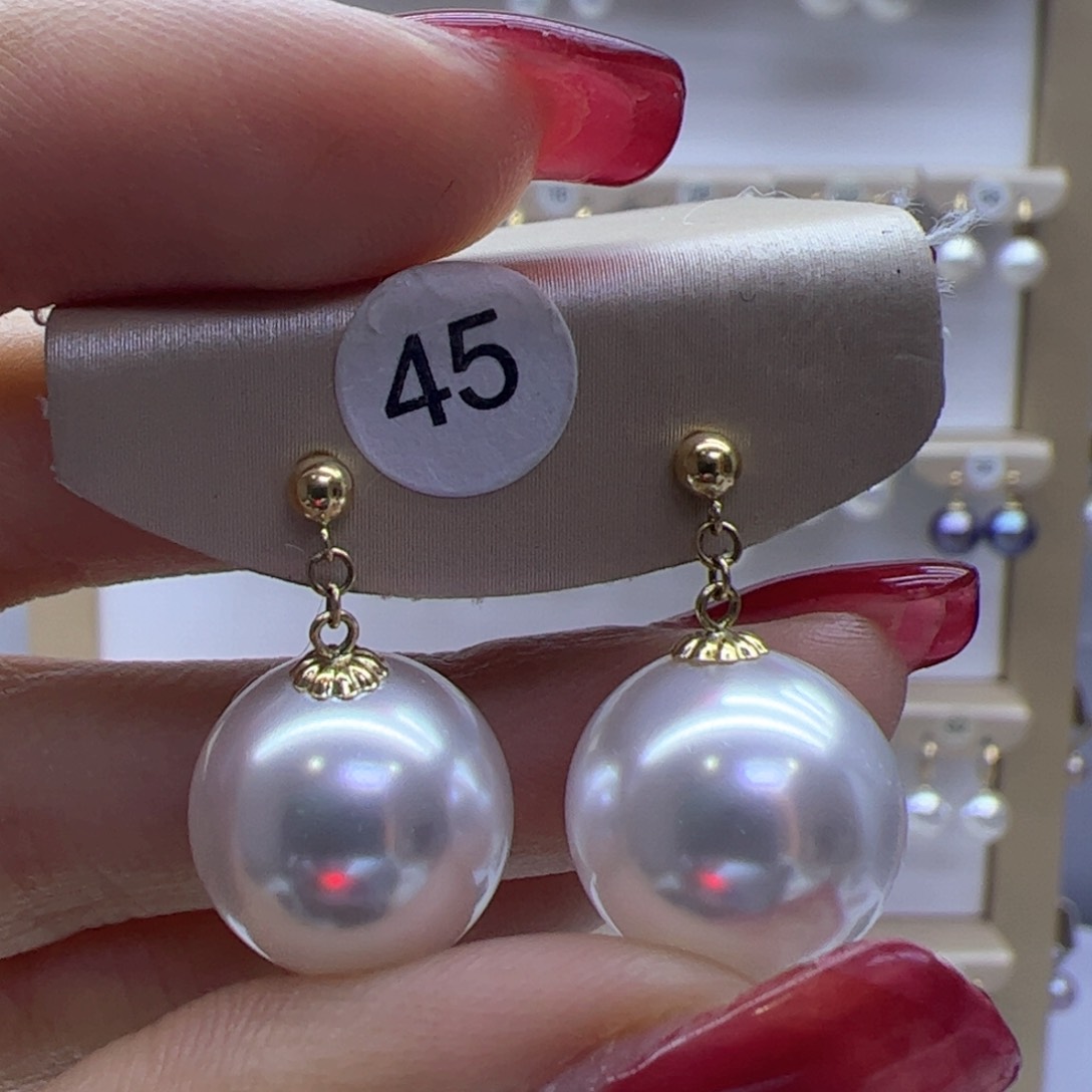 淡水珍珠耳饰18K金镶嵌