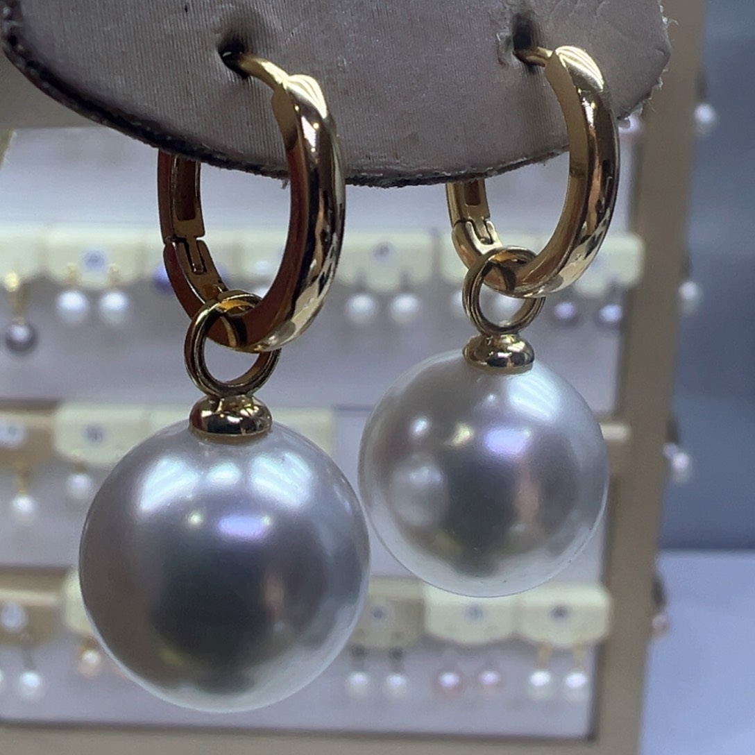银S925镶嵌淡水珍珠耳饰