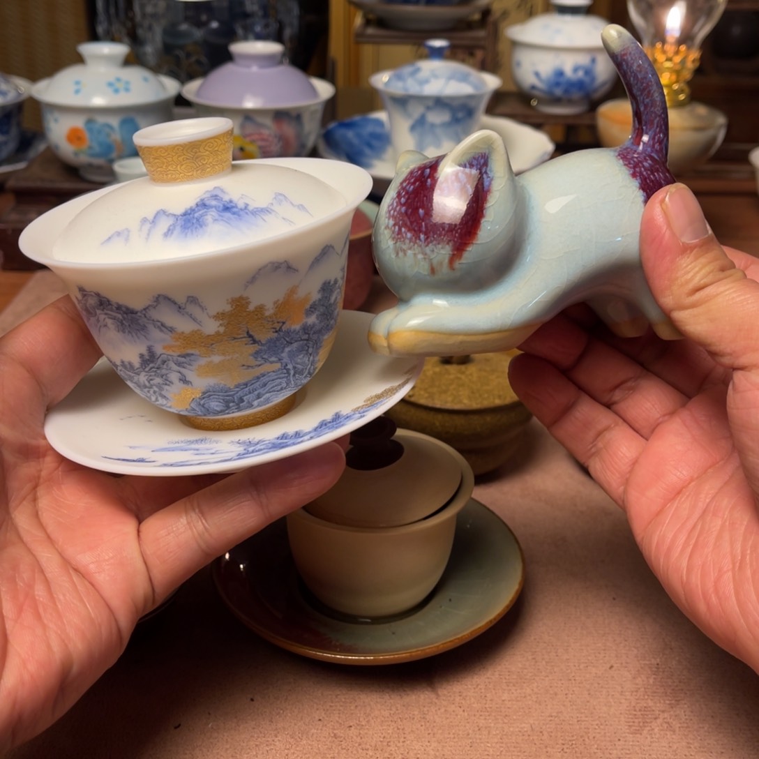 动***?素铭品瓷釉下彩茶具02