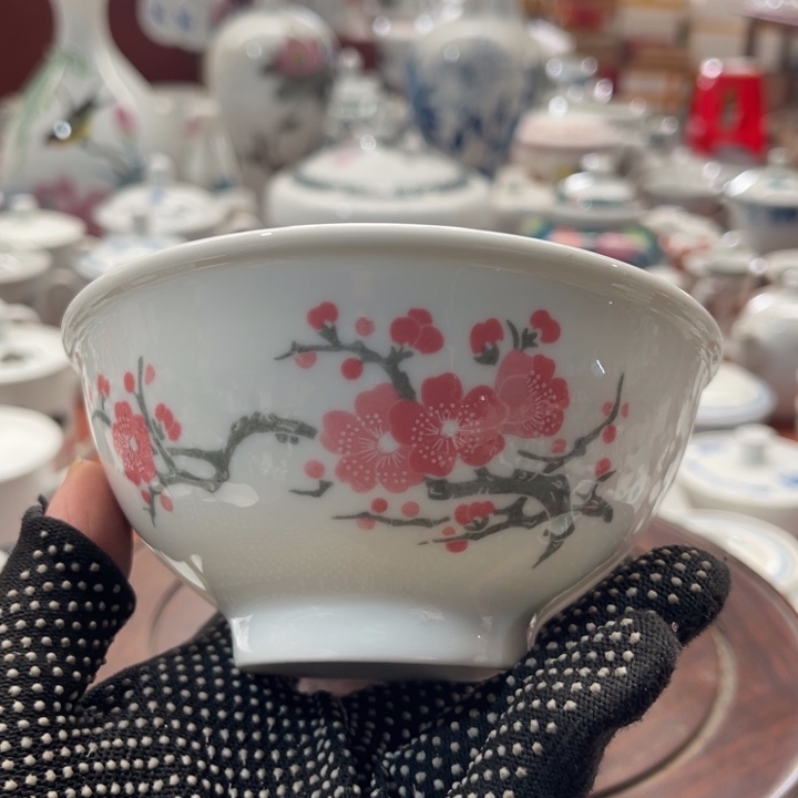 陶瓷醴陵群力釉下五彩5寸饭碗