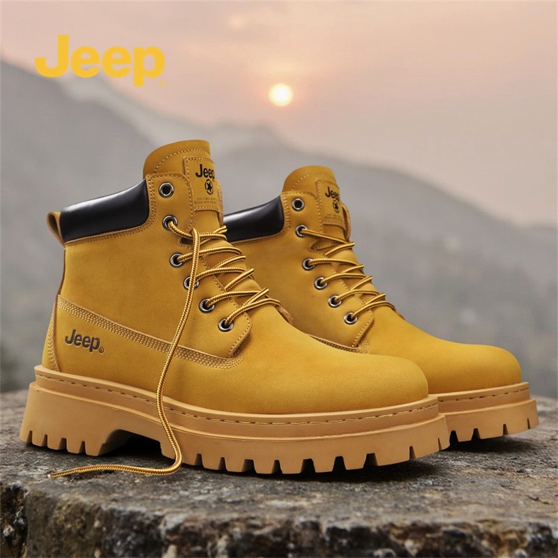 JEEP/吉普秋季爆款保暖马丁靴真皮百搭大黄靴新年鞋子男款休闲鞋