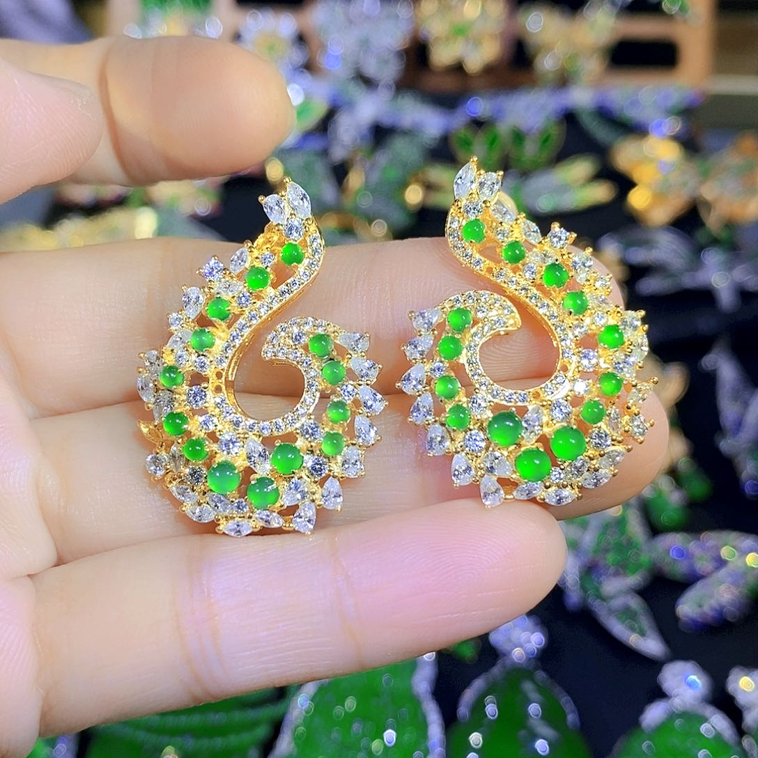 吊坠(不含链)银S925镶嵌翡翠