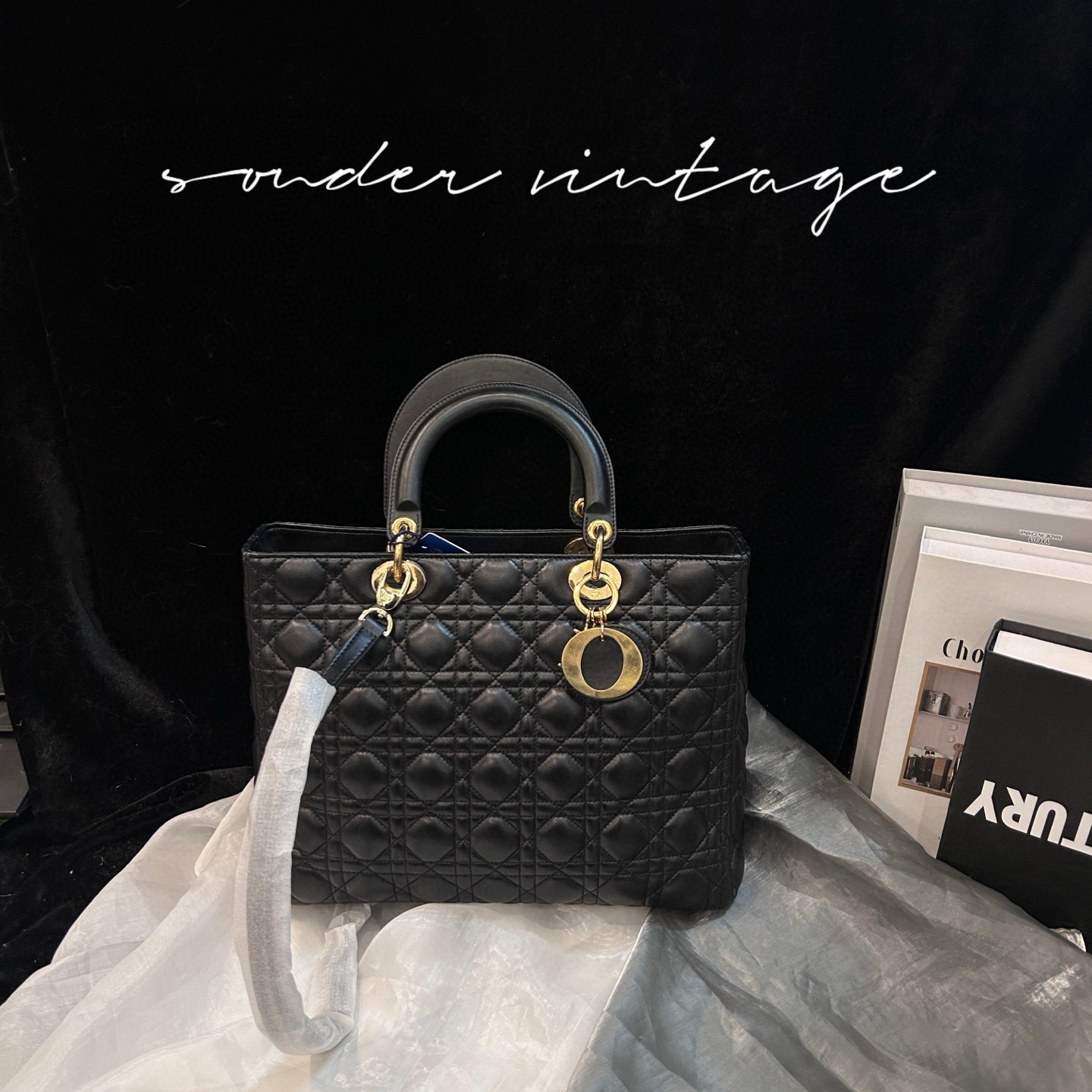 95新 DIOR/迪奥 Dior7格黑金斜挎包