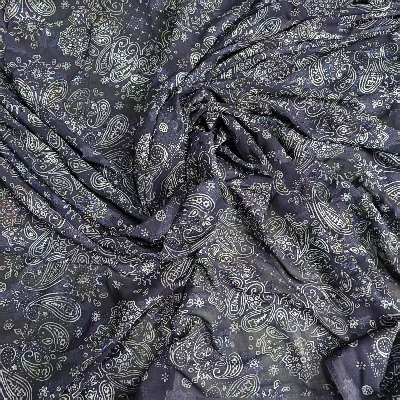 新款【暮色星蔓】140*140重磅香云烧花高货重磅国风高端丝巾-S7