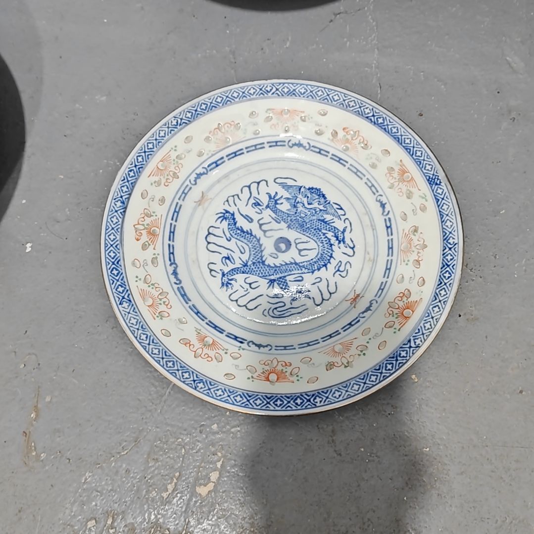 用****1景德镇青花玲珑盘子1个