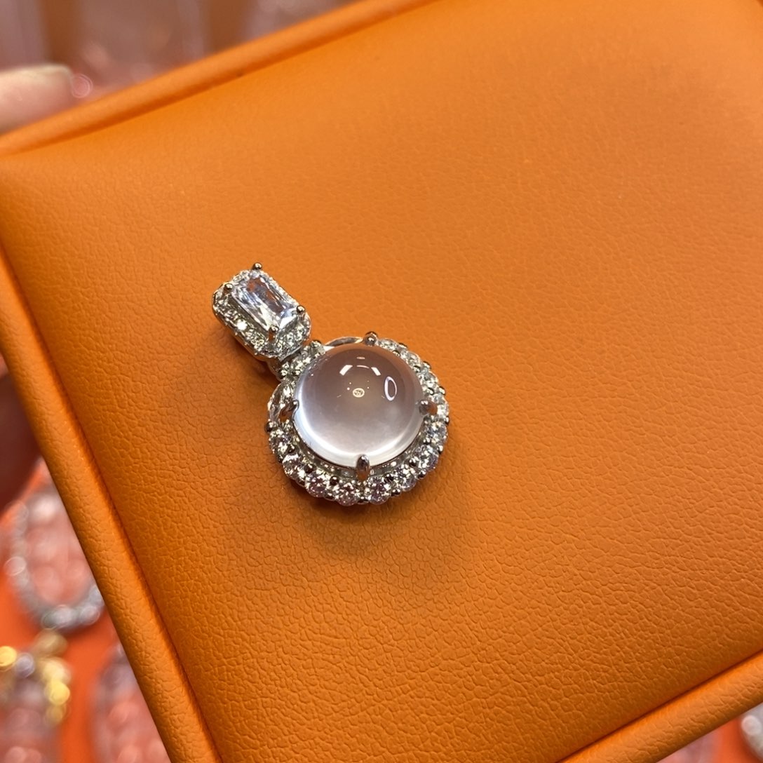 石英质玉蛋面银S925镶嵌