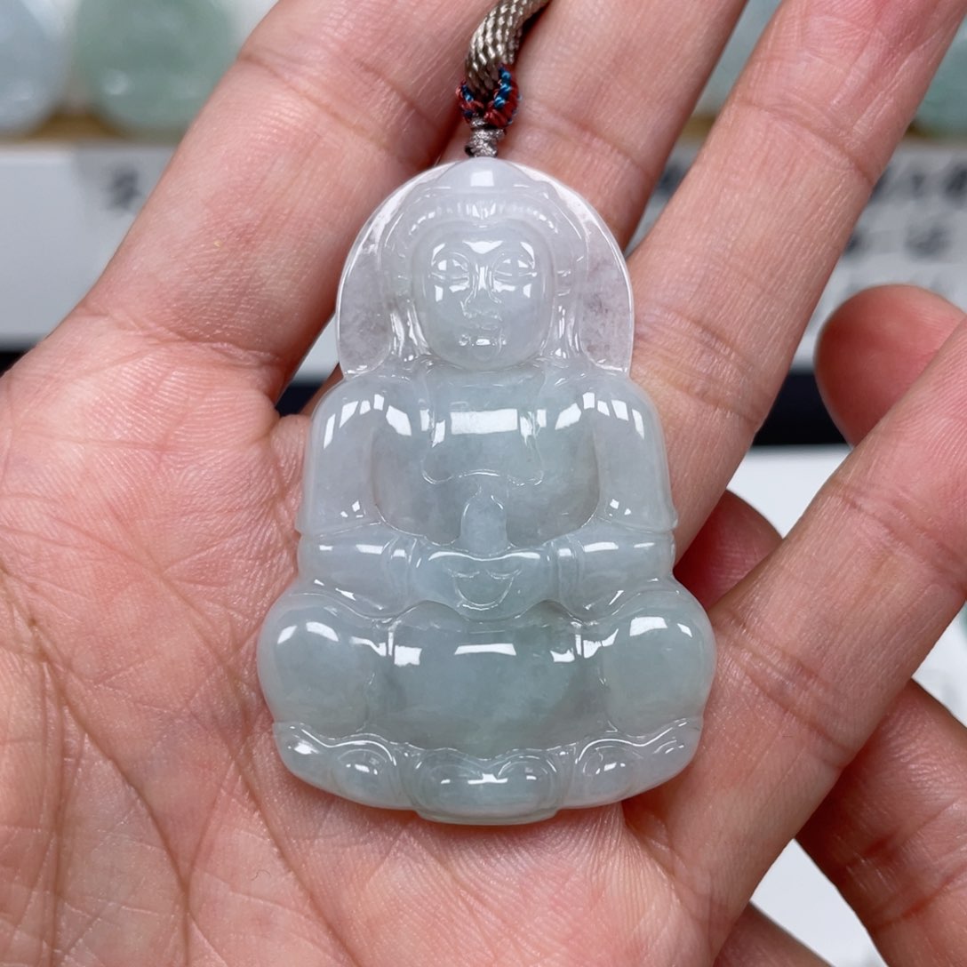 翡翠颈饰未镶嵌天然翡翠A货观音62号