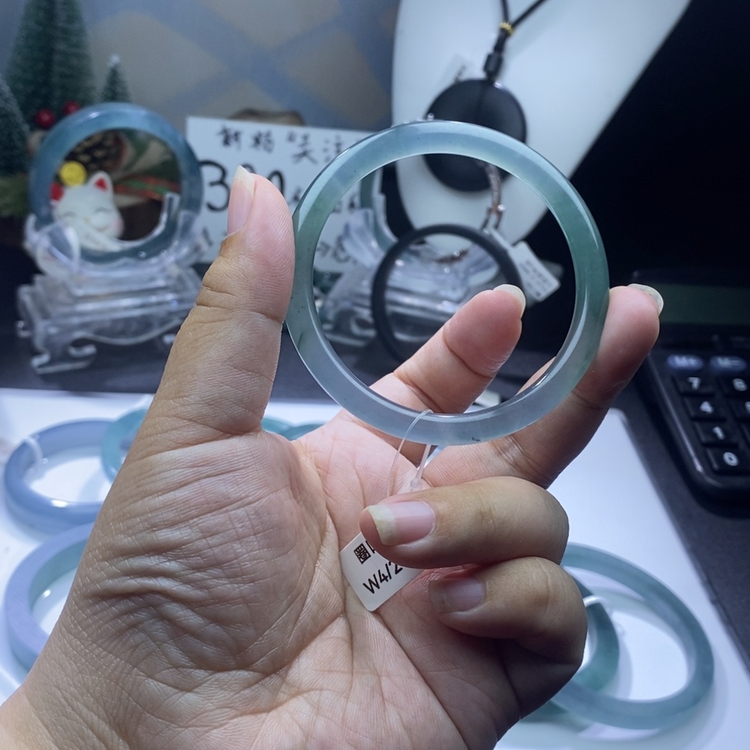 定制翡翠未镶嵌福利款蓝绿渐变圆条