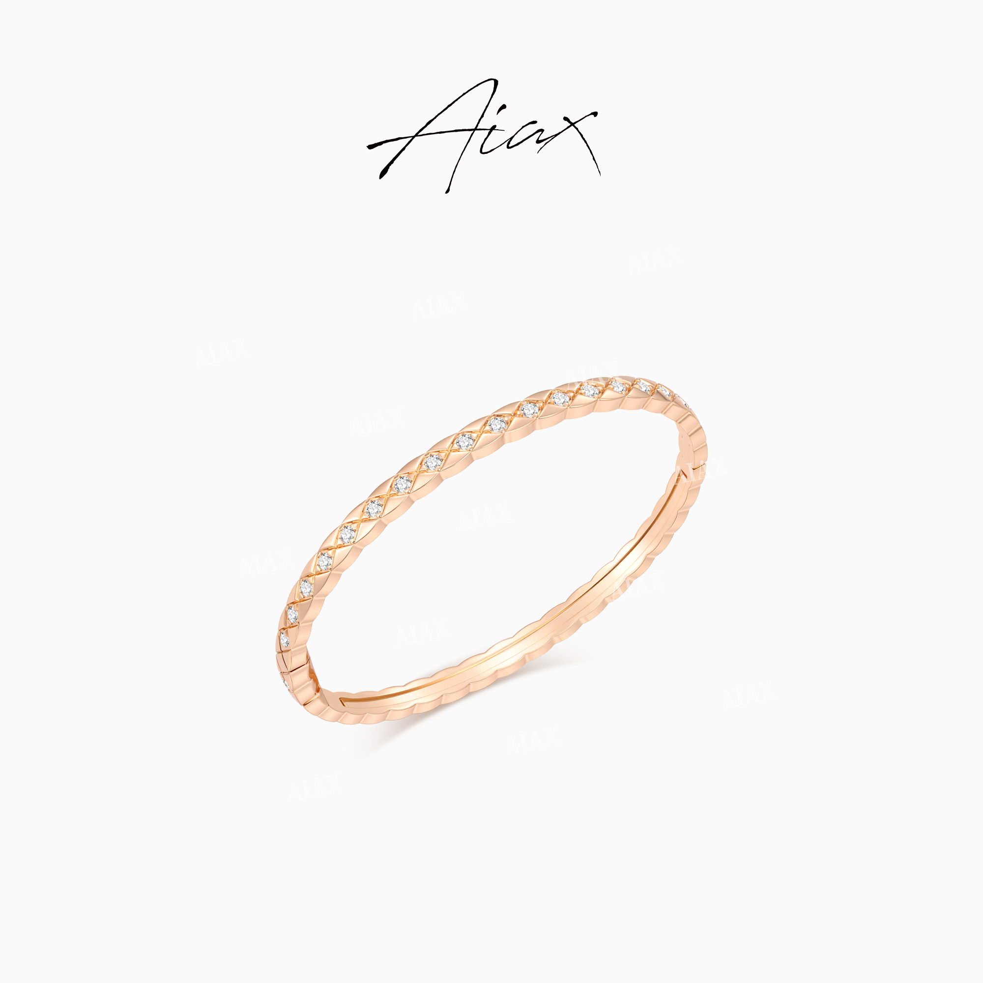 AIAX 镀K金 精致时尚氛围感设计感菱格纹手镯TSS7223