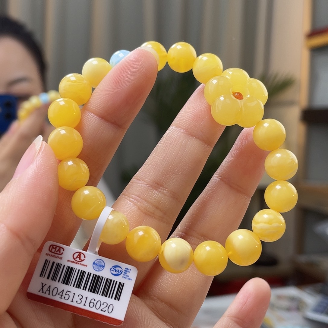 琥珀裸石未镶嵌蜜蜡手串