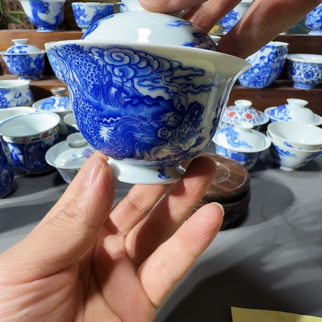 禄***儿泥塑盖碗手工手绘微微瑕