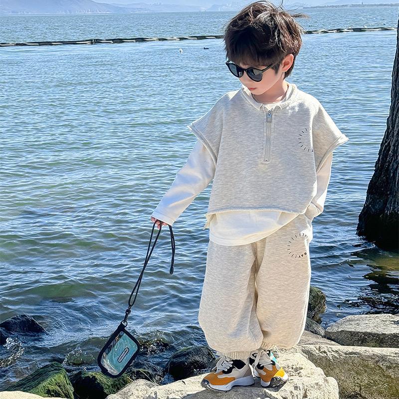 帅气套装春装2024新款运动春季儿童秋季三件套时尚春秋款潮酷衣服
