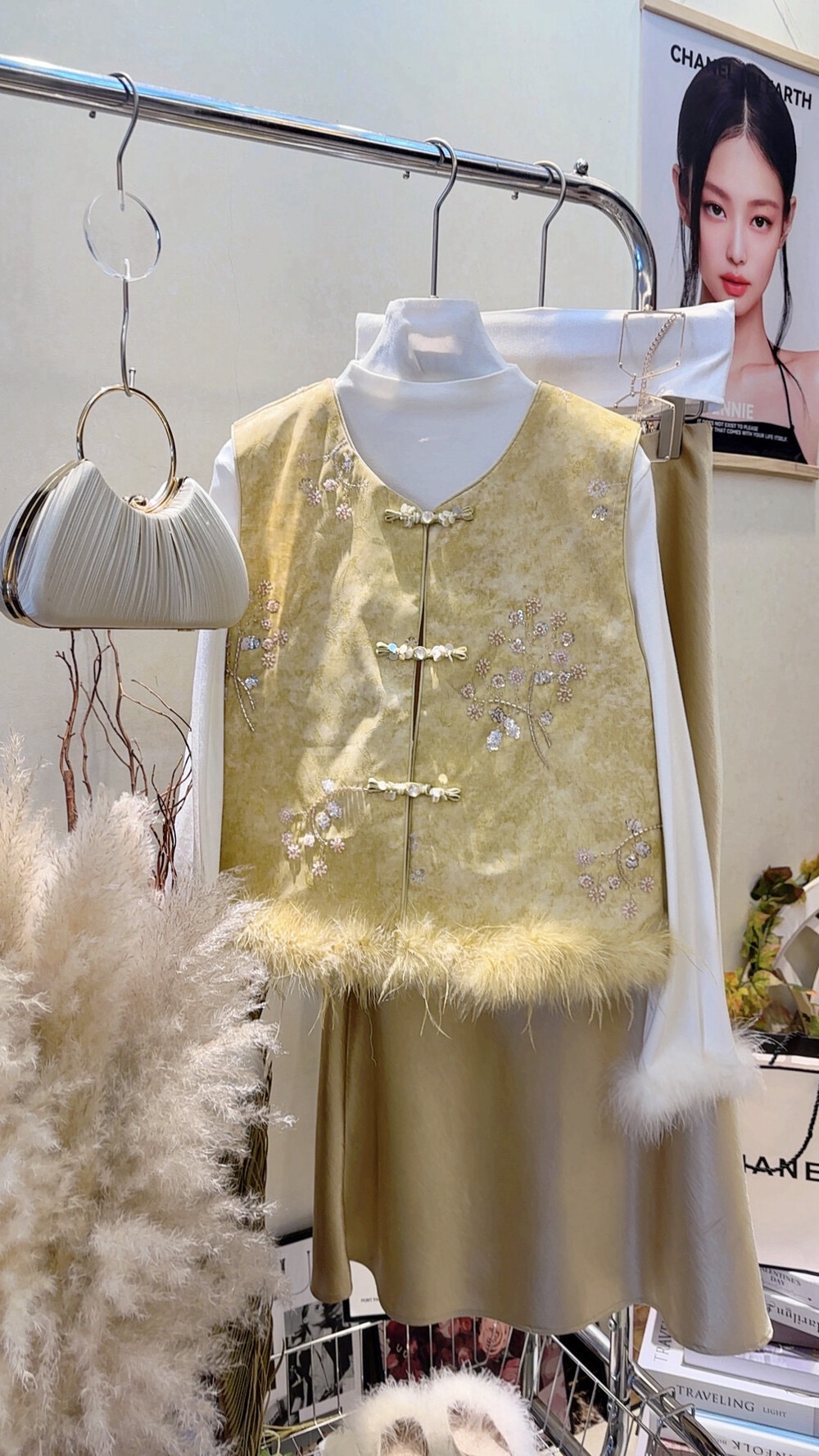 【加棉加厚+毛毛可拆卸】新中式重工叠片钉珠提花马甲国风夹棉马夹