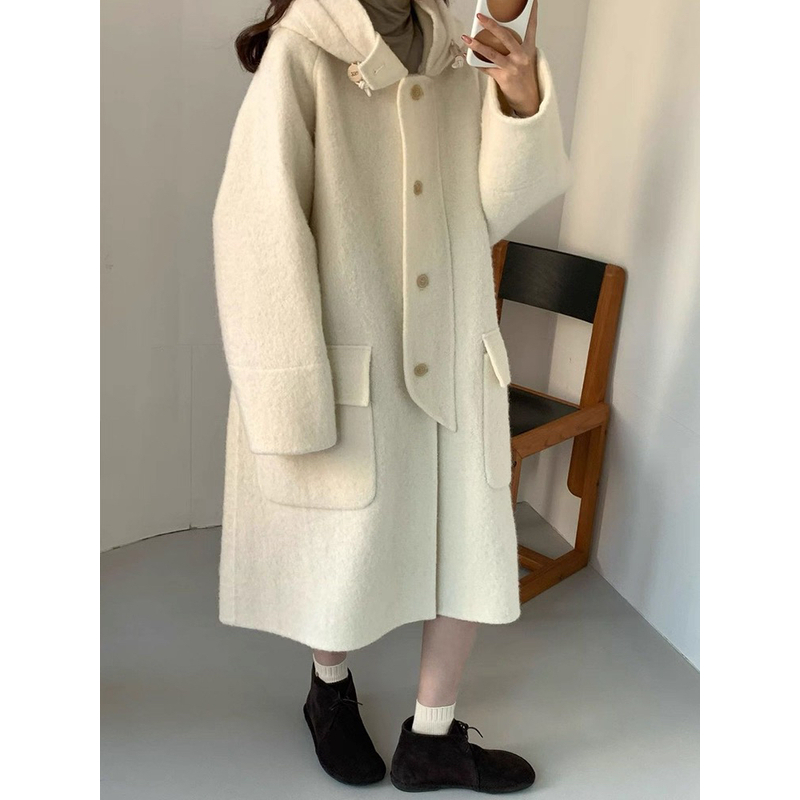 慕予【欧尼大衣】eg*连帽双面羊绒毛呢外套女
