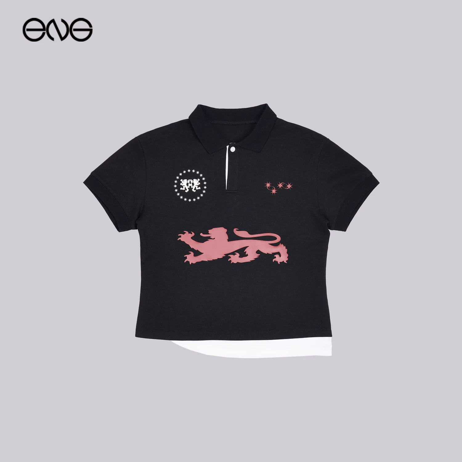 AnomaliesDepartment刘耀文同款叠穿风假两件印花Polo衫