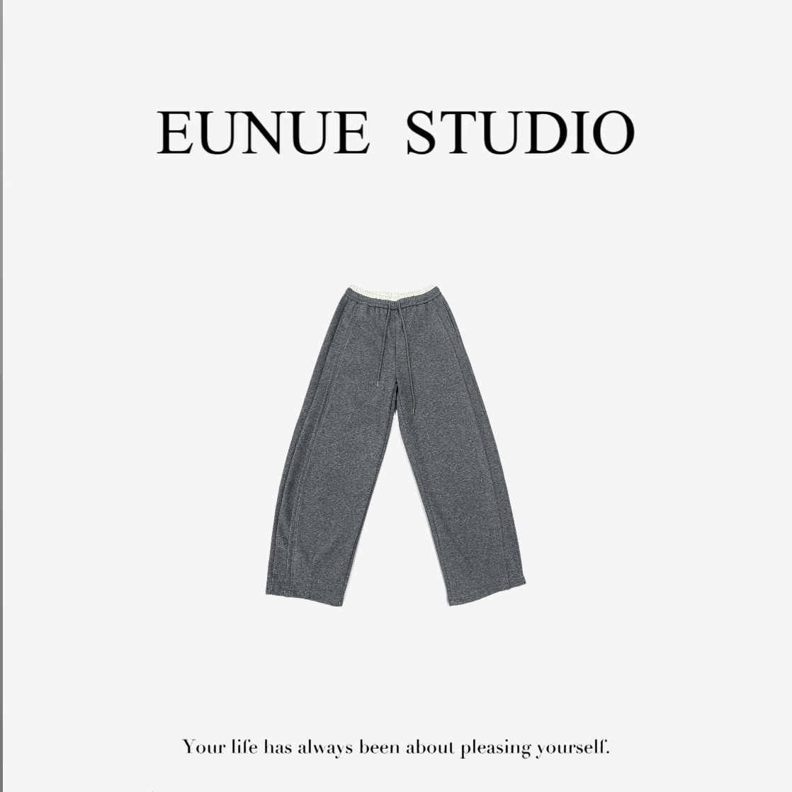 MEIDOU-【拼接腰头】秋冬宽松简约弯刀裤-16005