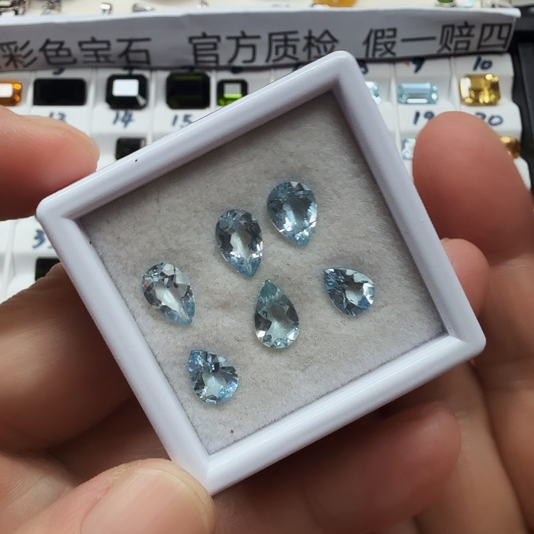 海蓝宝石裸石抢购福利多样性随机发一颗6×8毫米