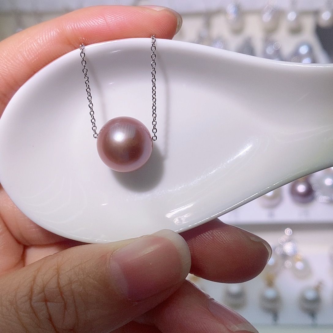 淡水珍珠吊坠(赠链)银S925镶嵌尺寸11/12毫米