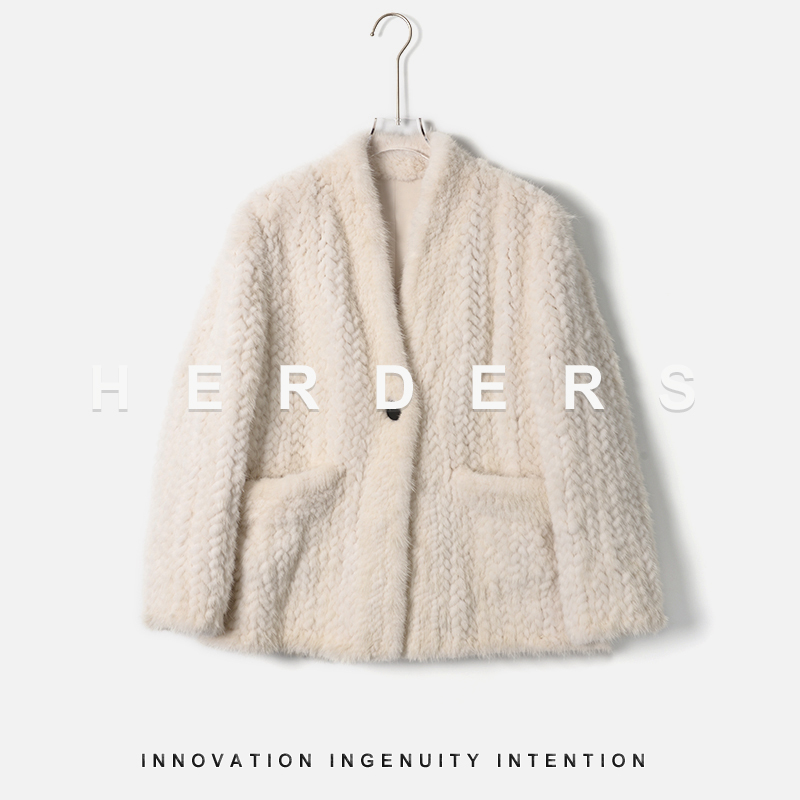 HERDERS 短款V领纽扣款水貂外套 256923