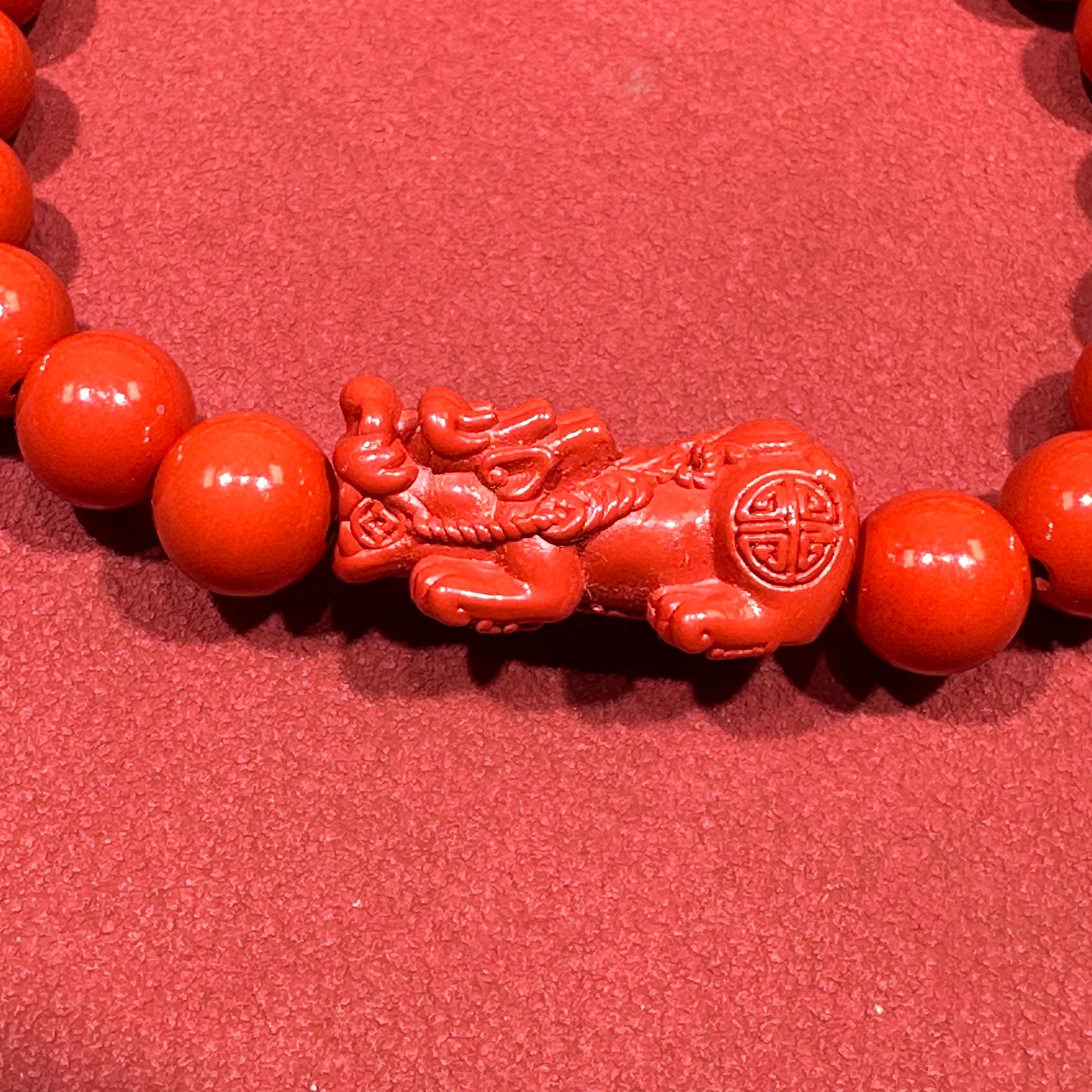 含辰砂工艺品红砂貔貅款手串手链