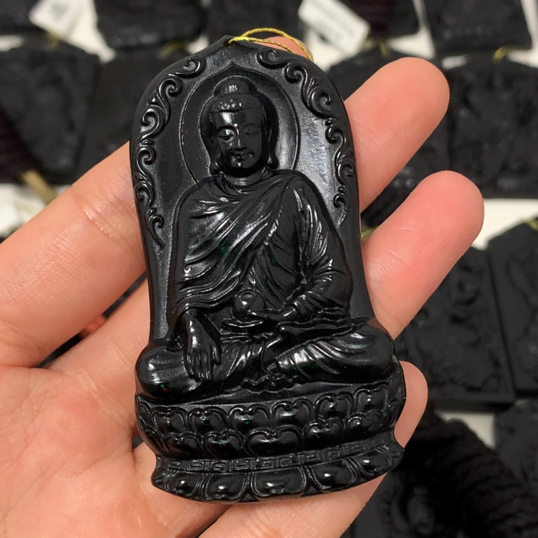 天然缅甸a货钢琴黑挂件