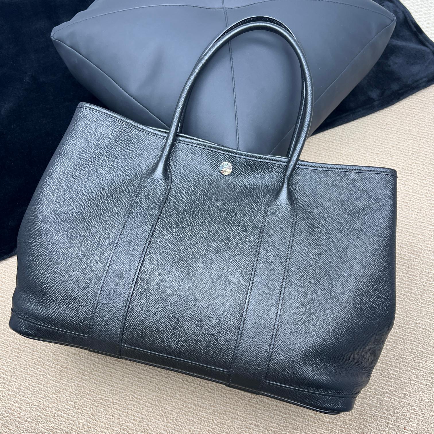 95新 Hermes/爱马仕 【文子姐专属】F068/黑银花园36单肩手提包/FB