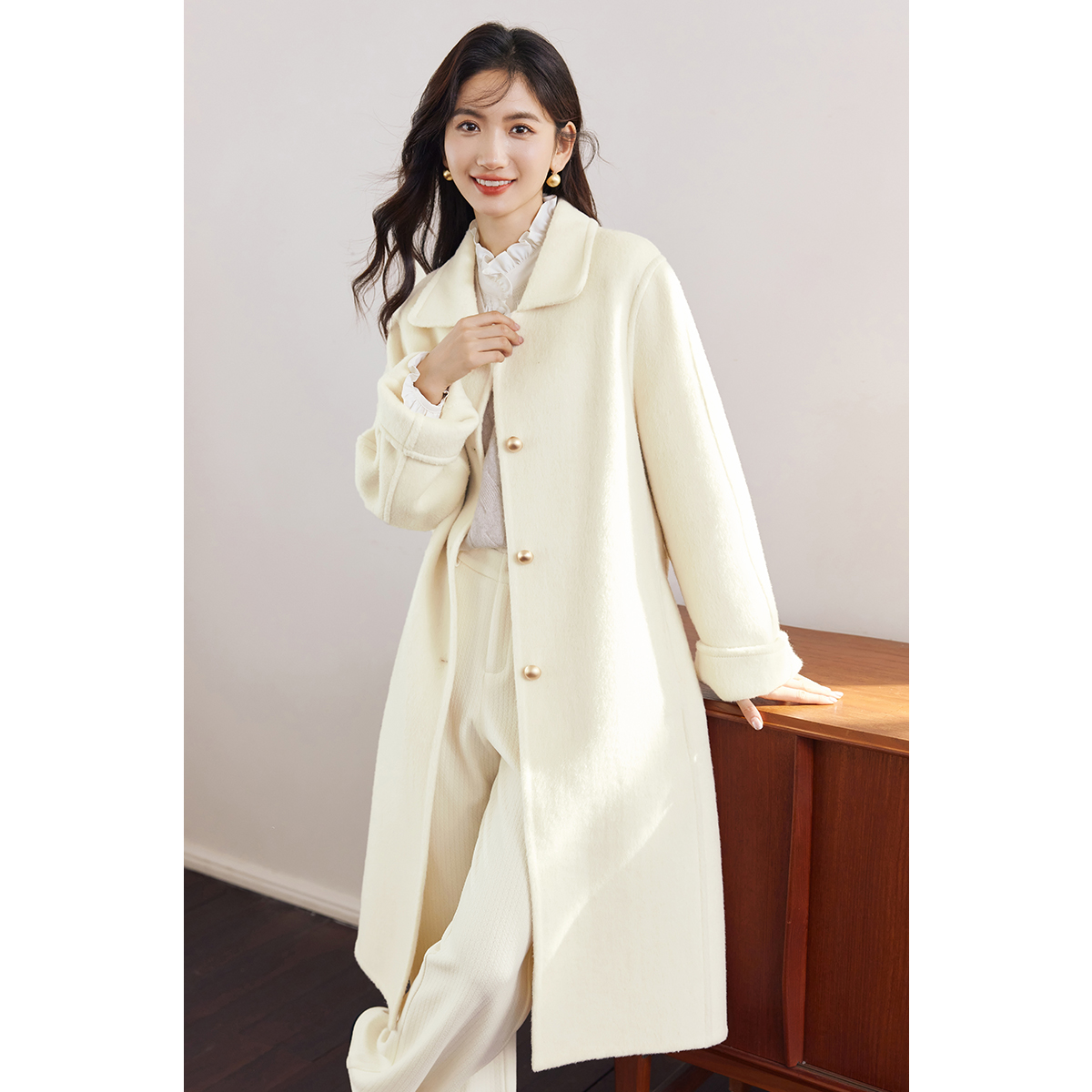 【林一专属】朗文斯汀翻领高级感双面毛呢外套LDYJ35521003