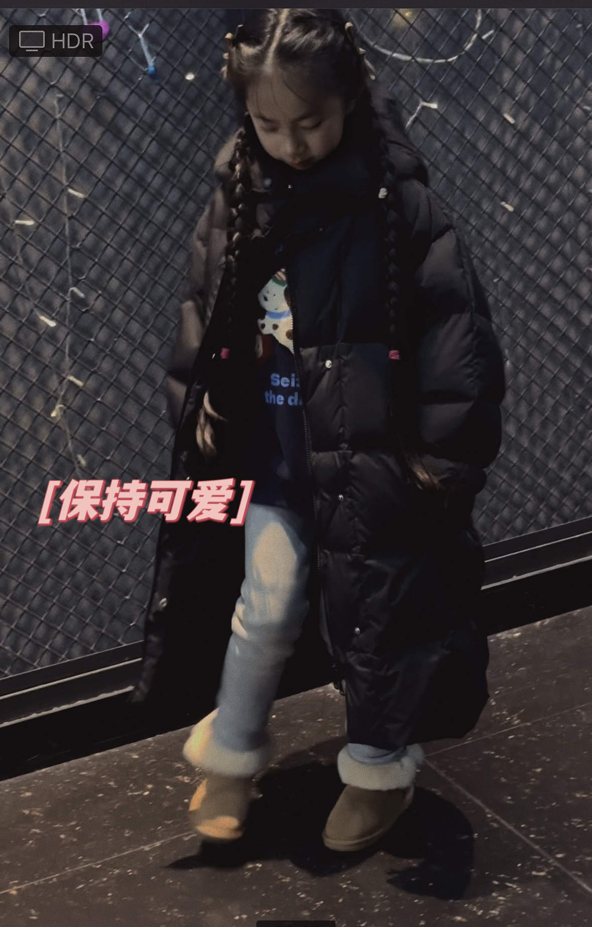 巨实用•男女童加厚帽子可拆卸加长款黑色羽绒服