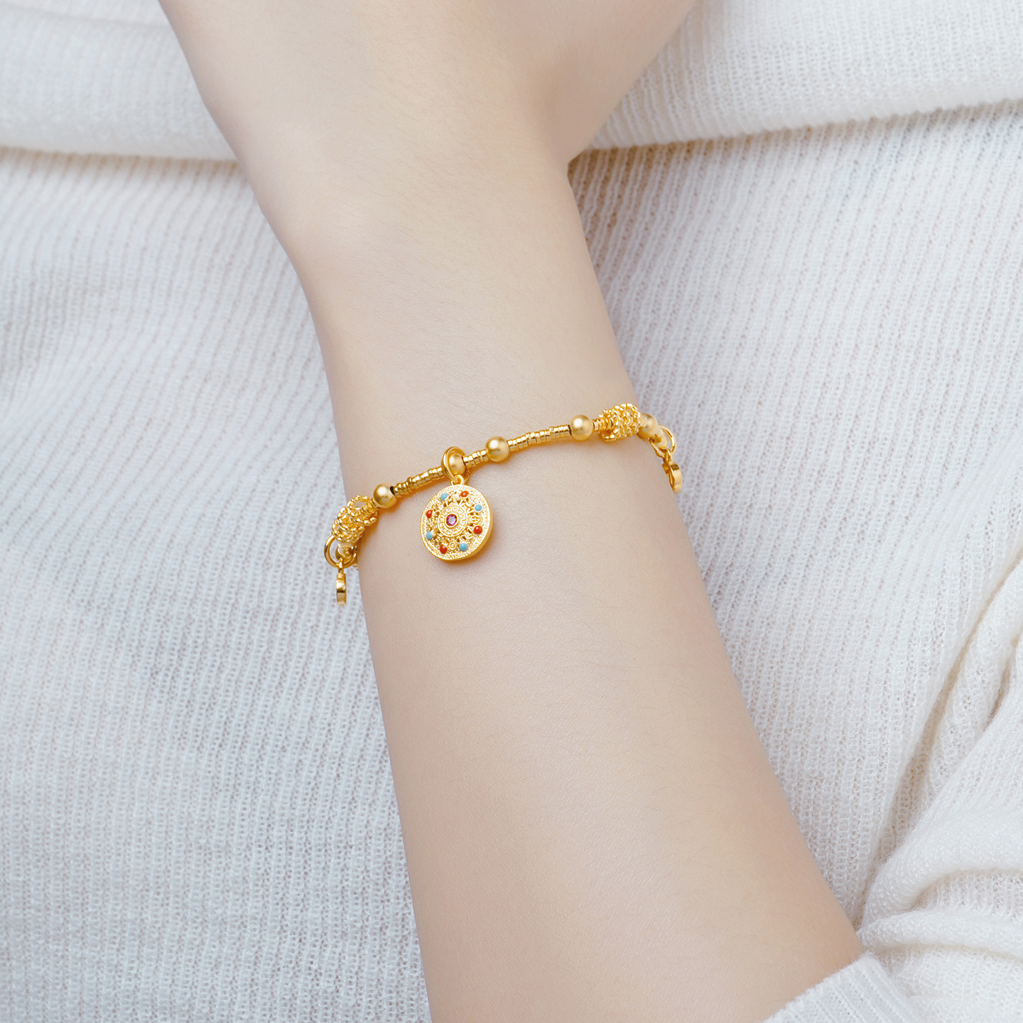 【周大生新款】八宝呈祥手链八宝罗盘手国朝新年礼物S0WA00607CH