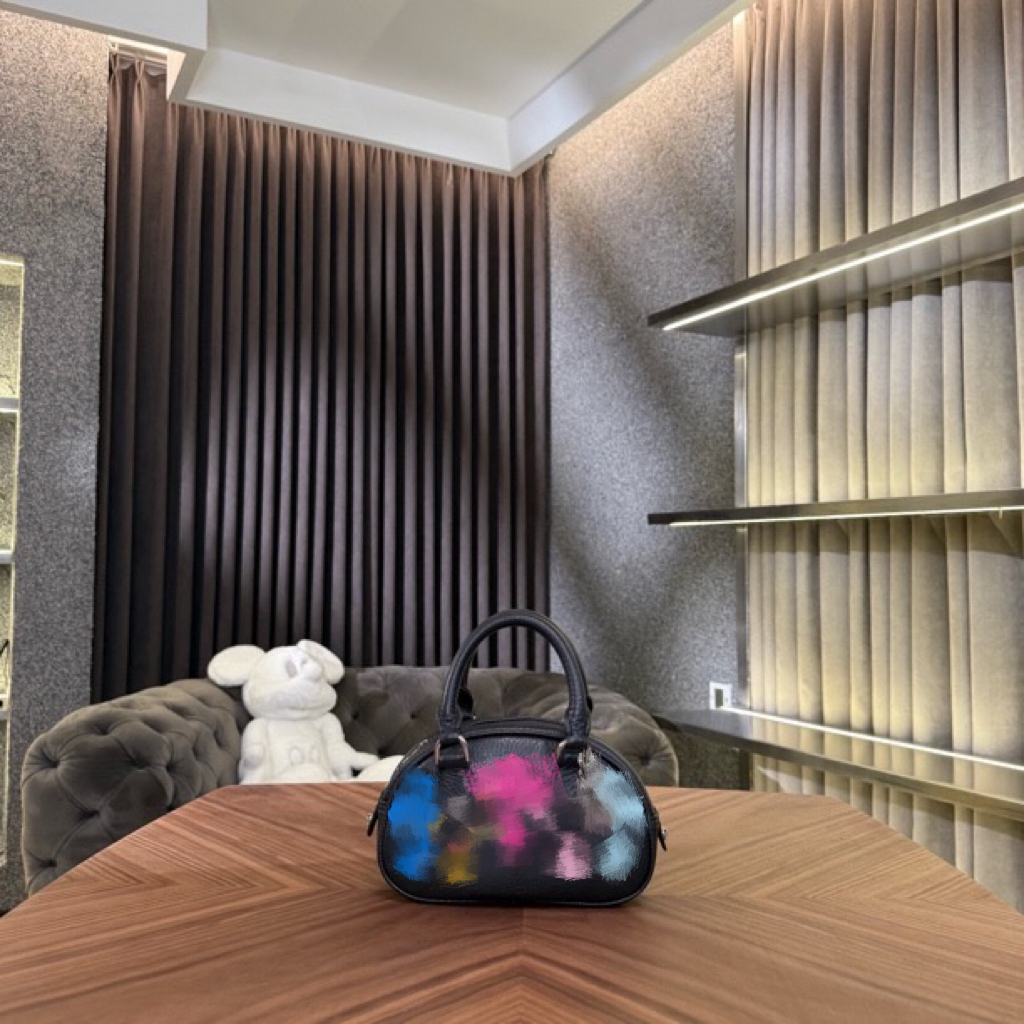 HH【彩拼保龄球】牛皮保龄球斜挎包