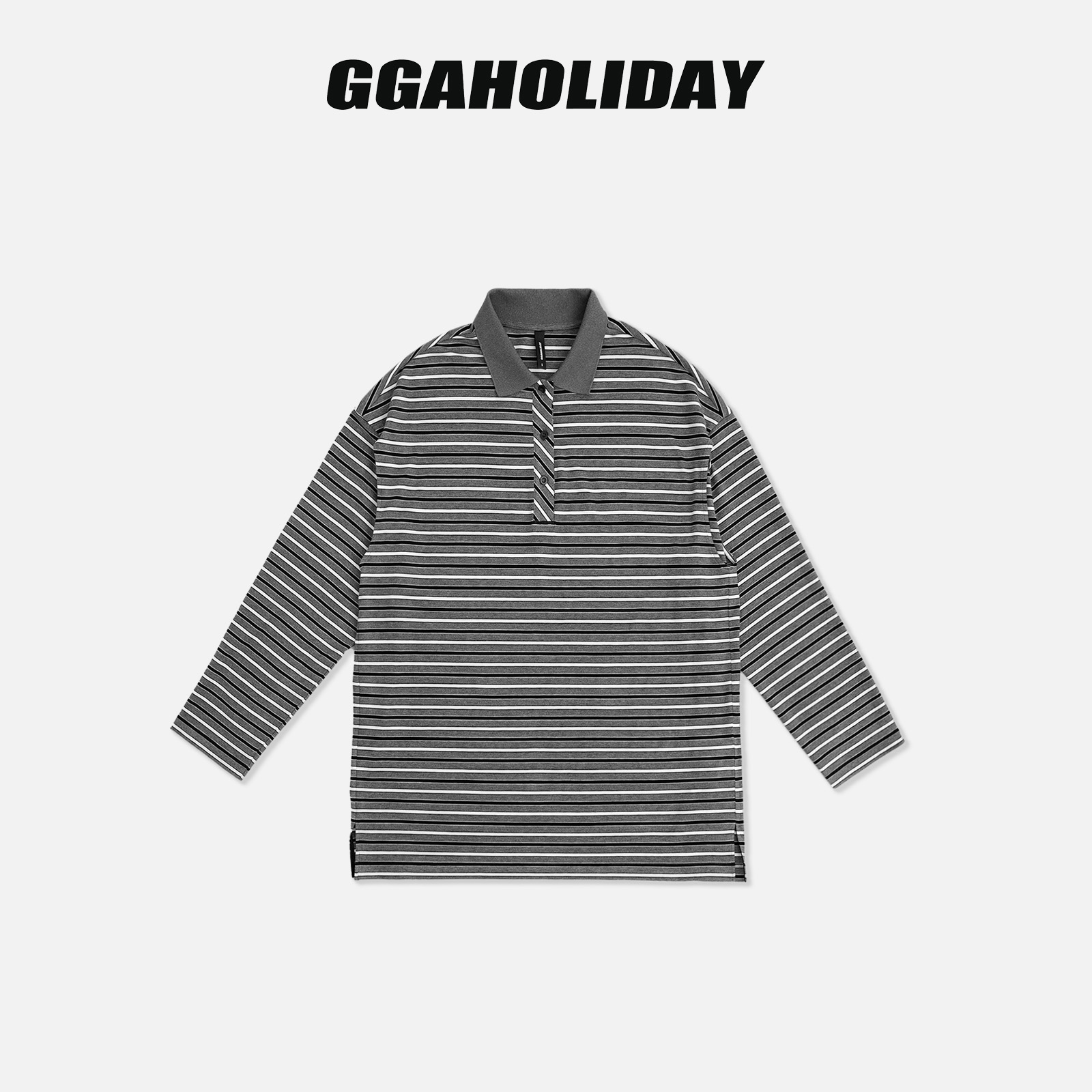 【上新】GGAHOLIDAY时尚百搭宽松简约复古长袖T恤条纹POLO衫-154080