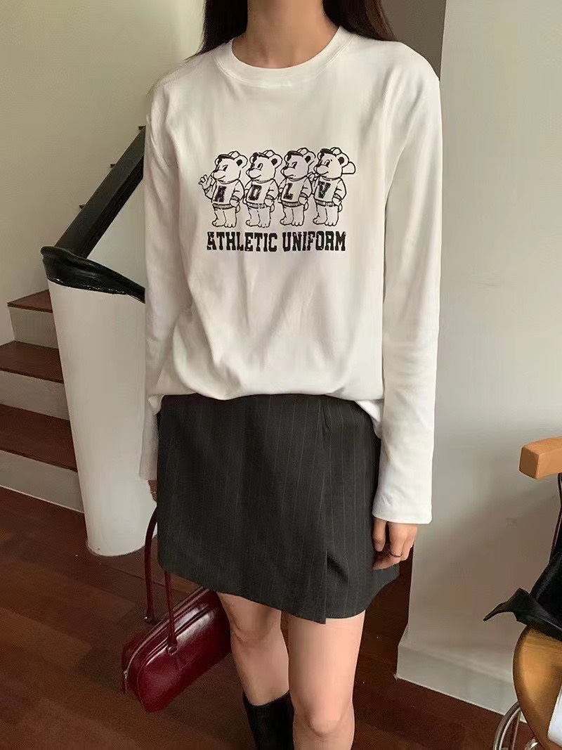 韩系简约拉毛纯棉T恤