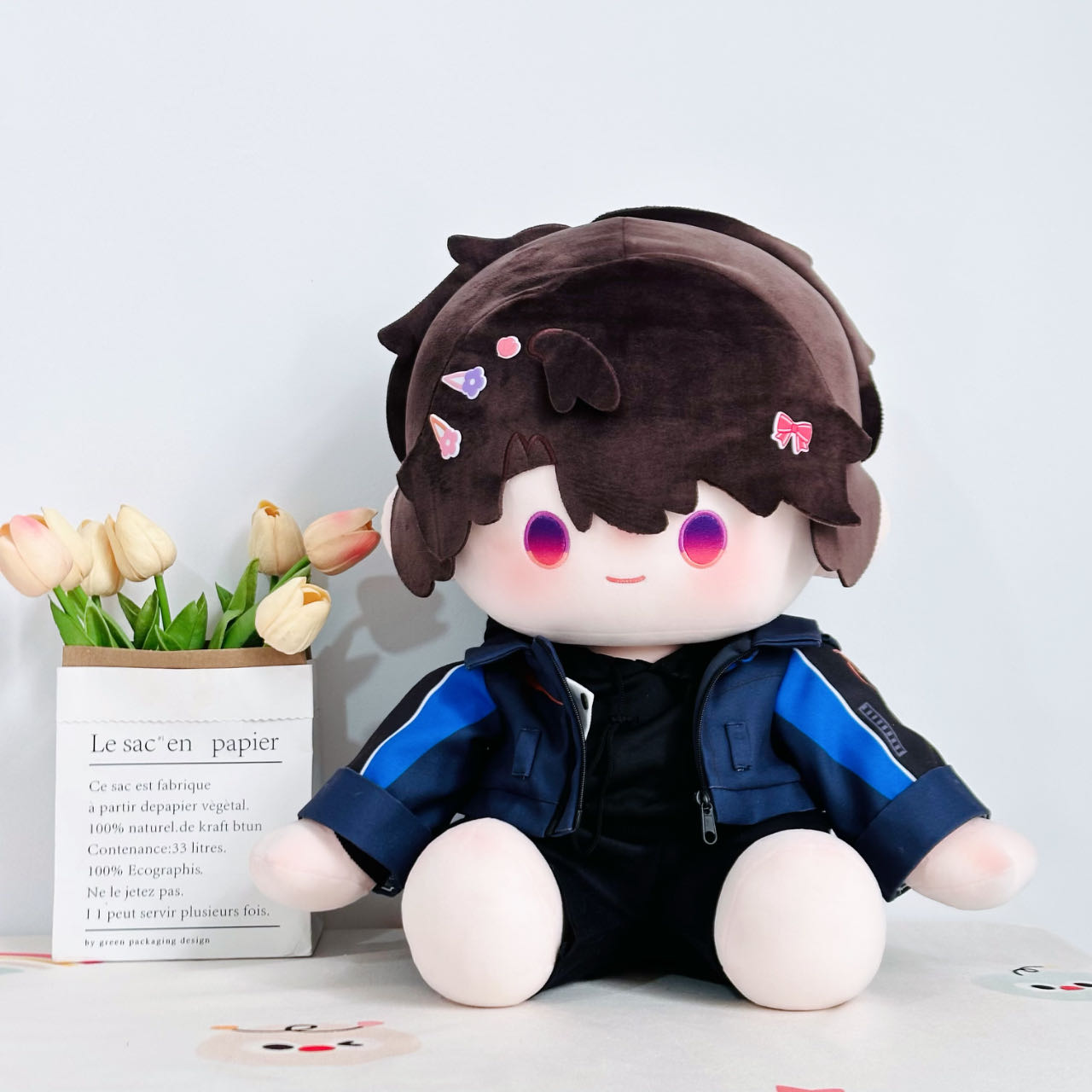 夏以昼机车服40cm棉花娃娃衣服坐姿款娃娃衣服娃衣