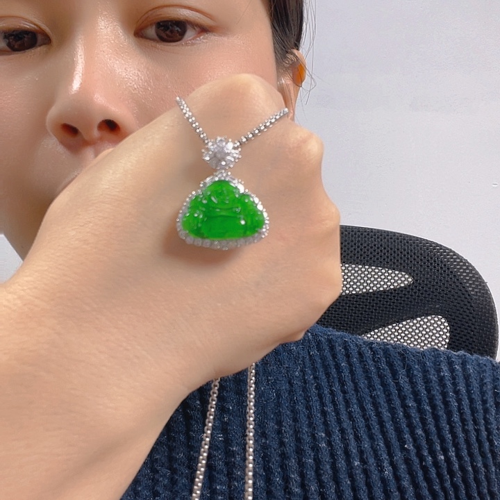 翡翠银S925镶嵌吊坠(不含链)