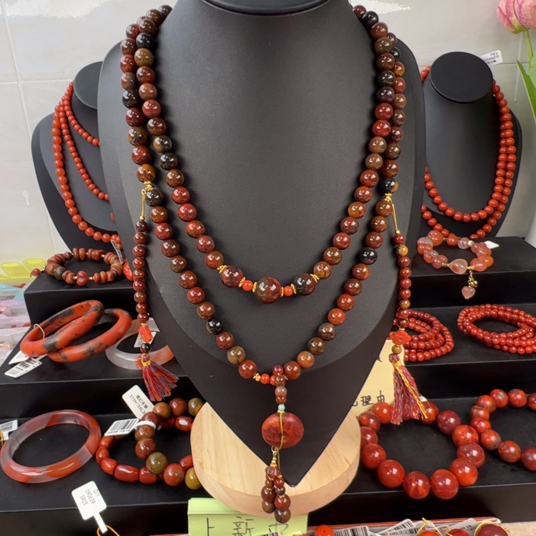 南红玛瑙未镶嵌（大山包包浆长链毛衣链9mm+