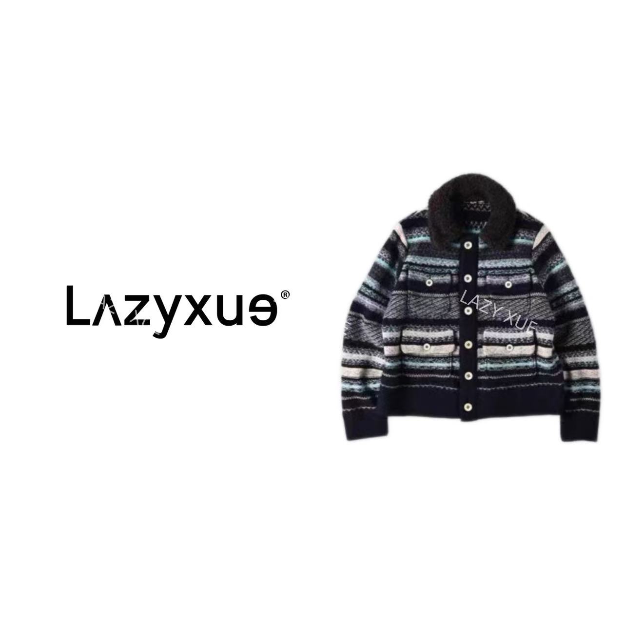 LAZYXUE薛懒懒/“45”新款羊毛混纺费尔岛夹克针织外套 3557
