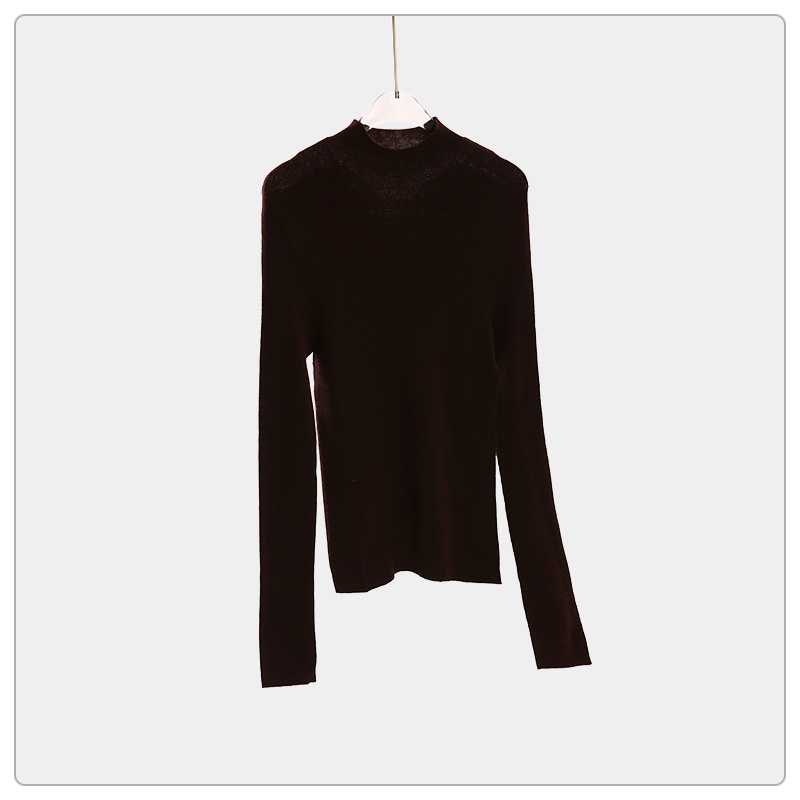 轻奢简约纯色薄款半高领长袖套头针织衫--SWS8417