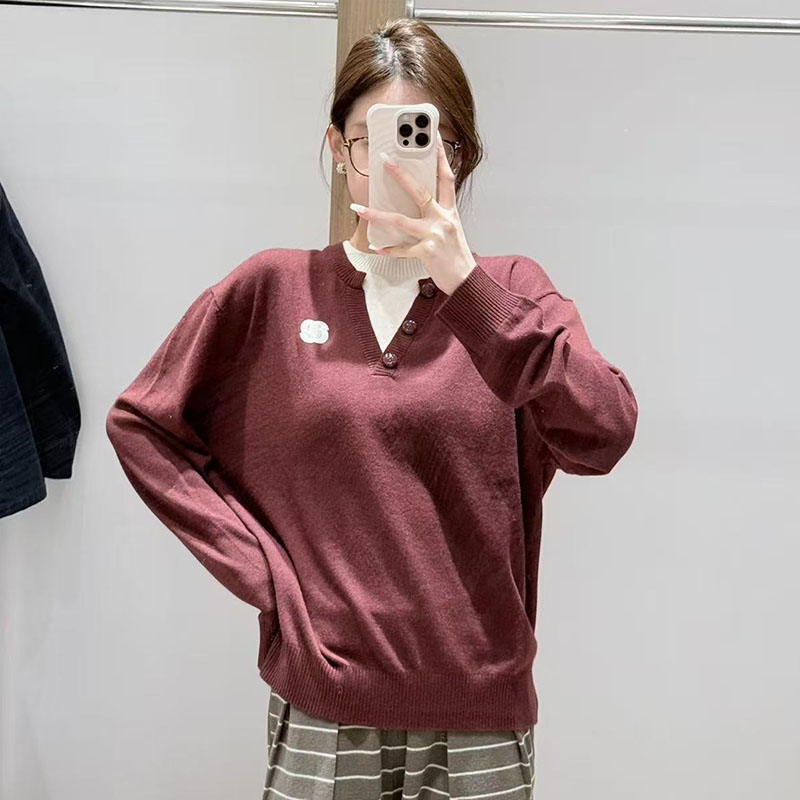 【现货】FIZZFLY|25冬季设计师品牌新款纽扣圆领针织衫上衣秋冬毛衣