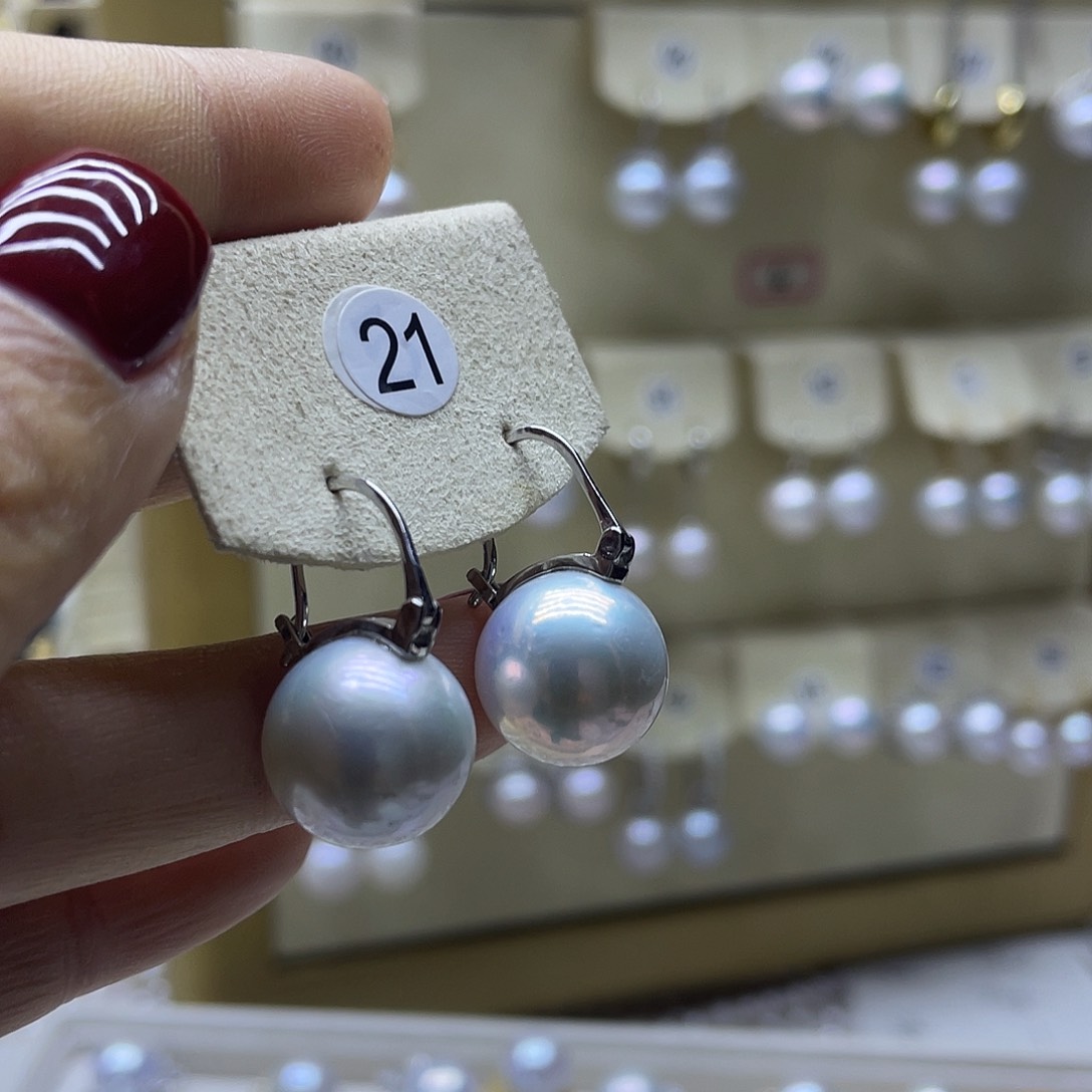 淡水珍珠耳饰银S925镶嵌