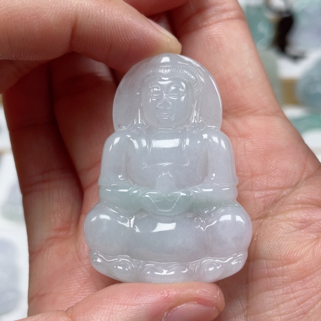 翡翠颈饰未镶嵌天然翡翠A货观音71号