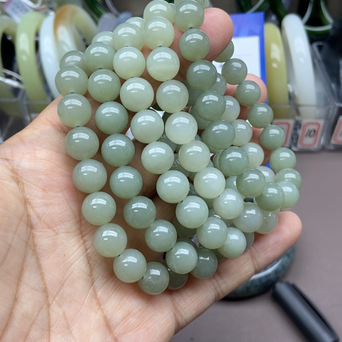 和田玉手串未镶嵌卡10