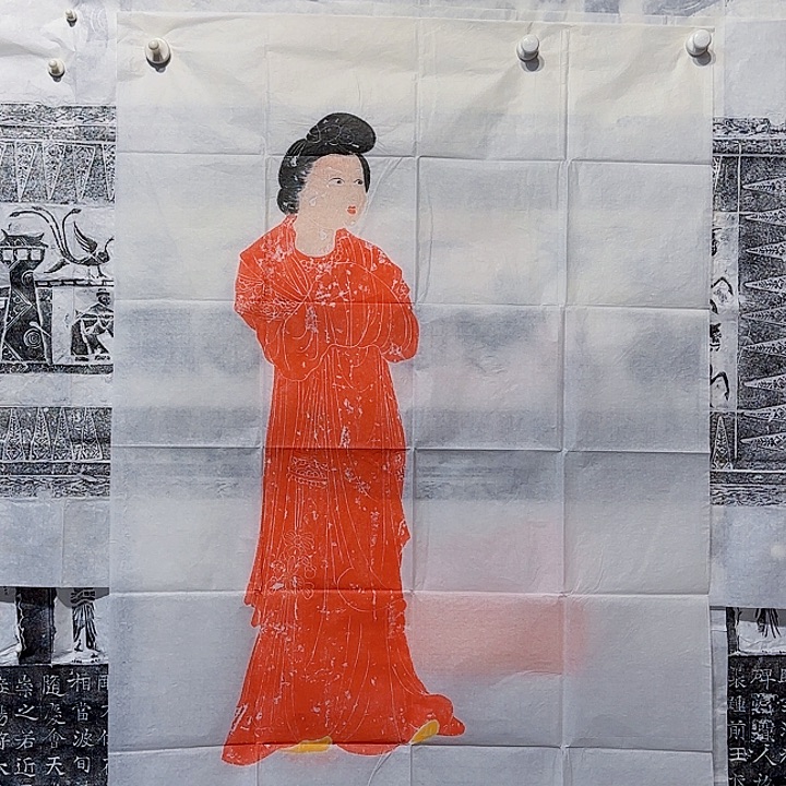 拓片用纸印石唐代仕女