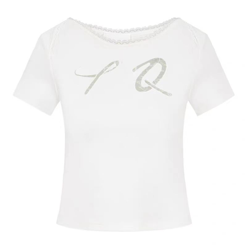 【景致】Three Quarters 蕾丝logo镂空绣花T恤TQ-252-6545