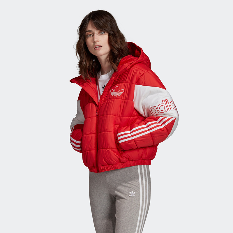adidas/阿迪达斯冬季款 女子运动休闲保暖连帽加厚棉服 FK1938