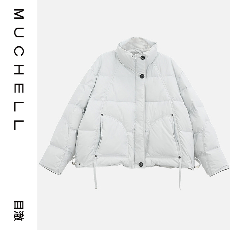 目澈MUCHELL冬季新款【寒川映羽】大码两面穿立领羽绒服MDT1RD6328